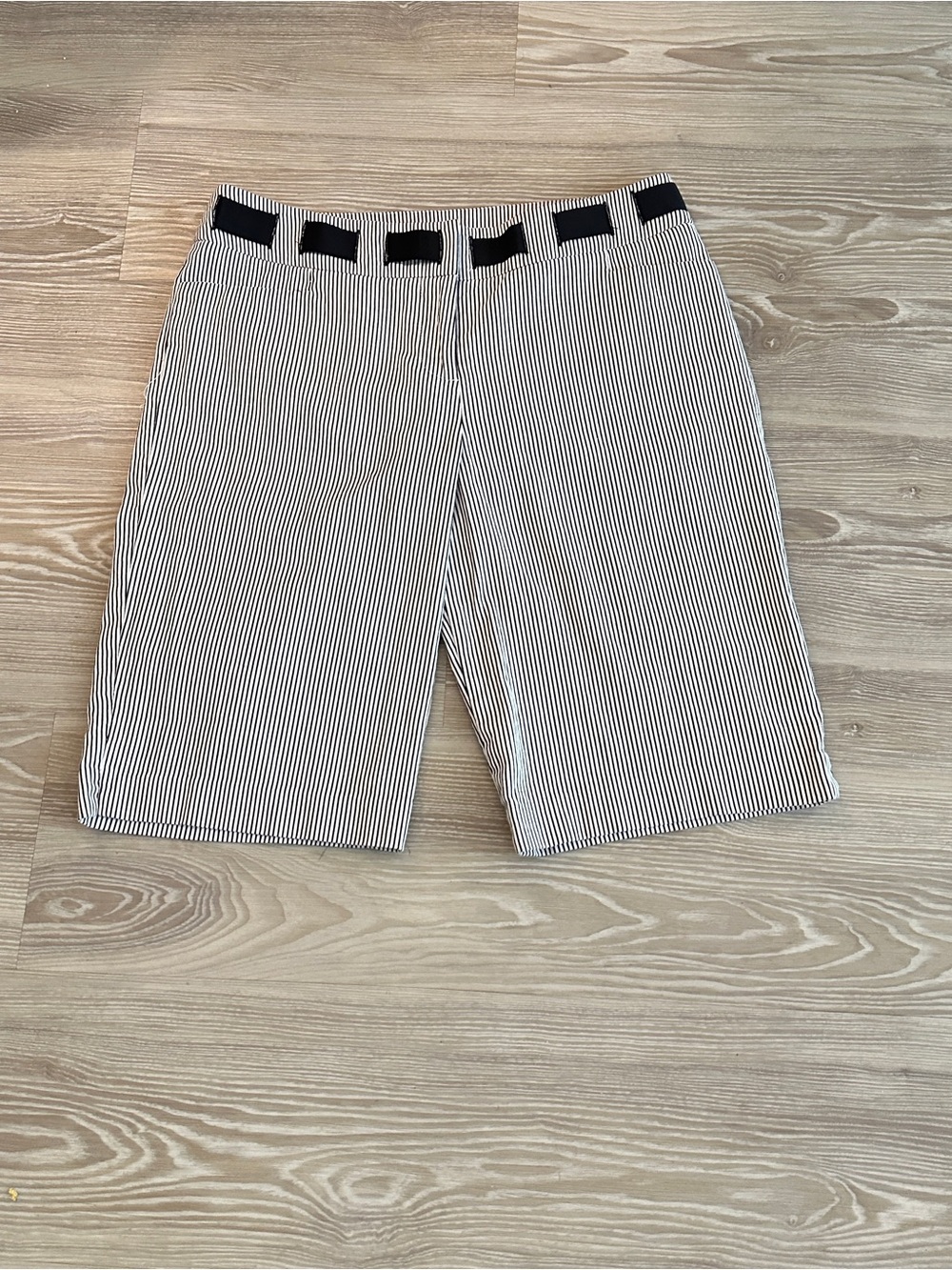 Black & White Striped Shorts with Tailored Waist